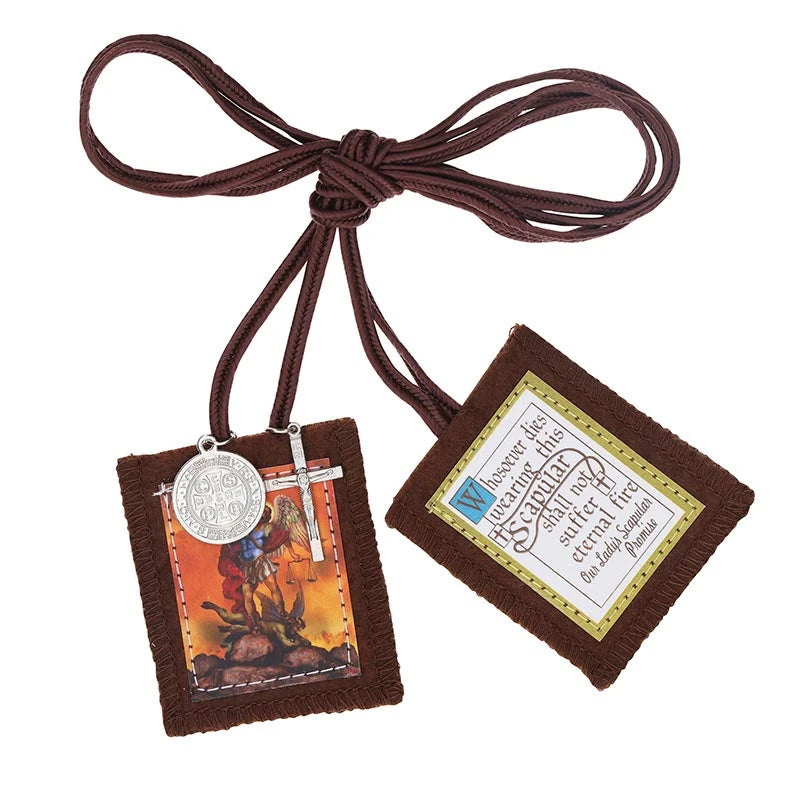 Michael Adams Brown Scapular - Saint Michael by Catholic Brands, product view 2