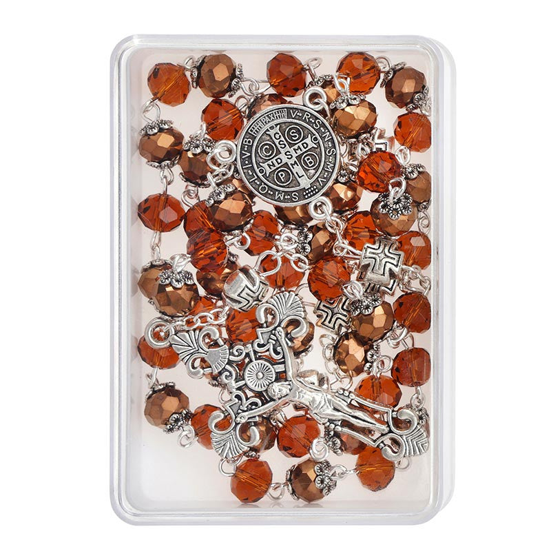 Sun Crystal Rosary - Saint Benedict