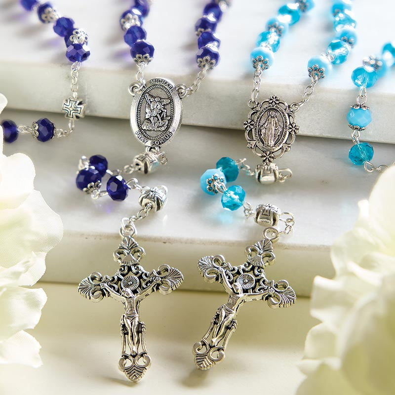 Sun Crystal Rosary - Saint Michael by Catholic Brands, product view 2