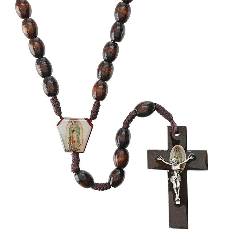 Our Lady Guadalupe Brown Wooden Rosary
