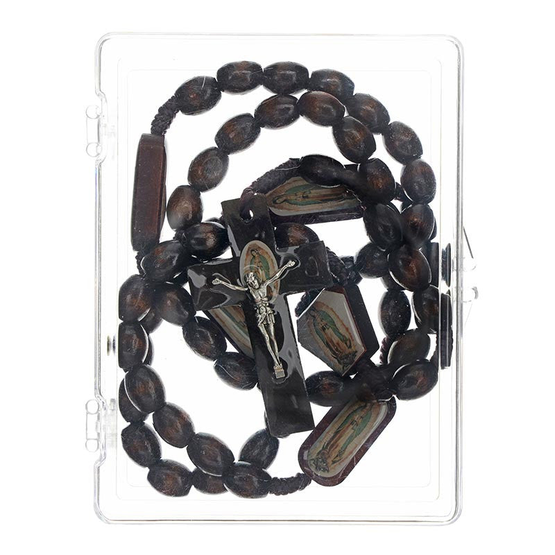 Our Lady Guadalupe Brown Wooden Rosary