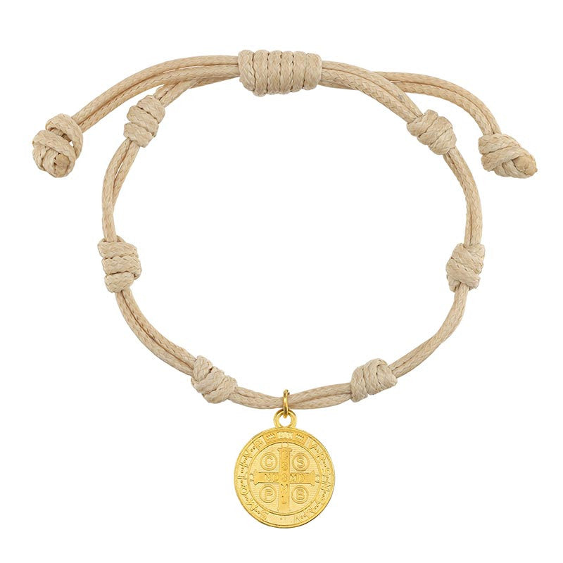 Saint Benedict Medal Bracelet - Tan
