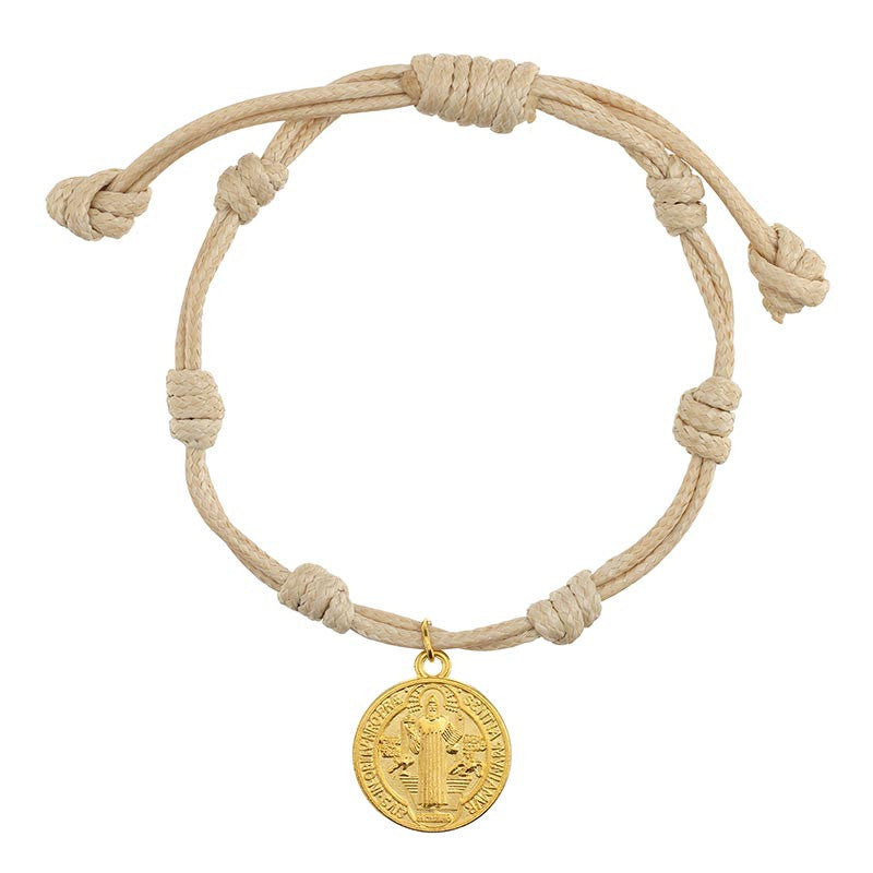 Saint Benedict Medal Bracelet - Tan