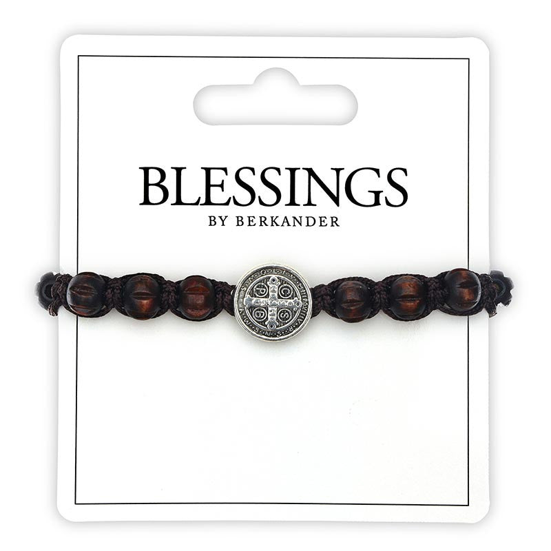 Saint Benedict Wood Adjustable Bracelet - Brown