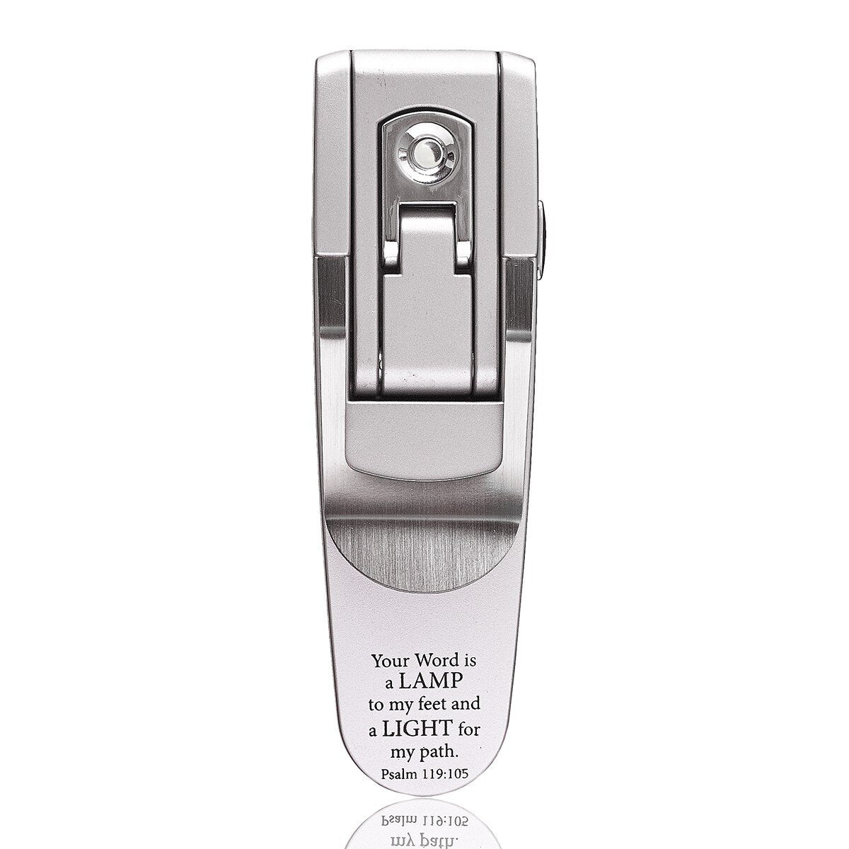 Silver Hydraulic Pop-up Book Light - Psalm 119:105 by Christian Art Gifts