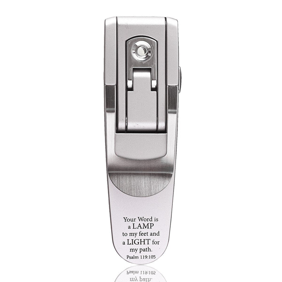 Silver Hydraulic Pop-up Book Light - Psalm 119:105 by Christian Art Gifts