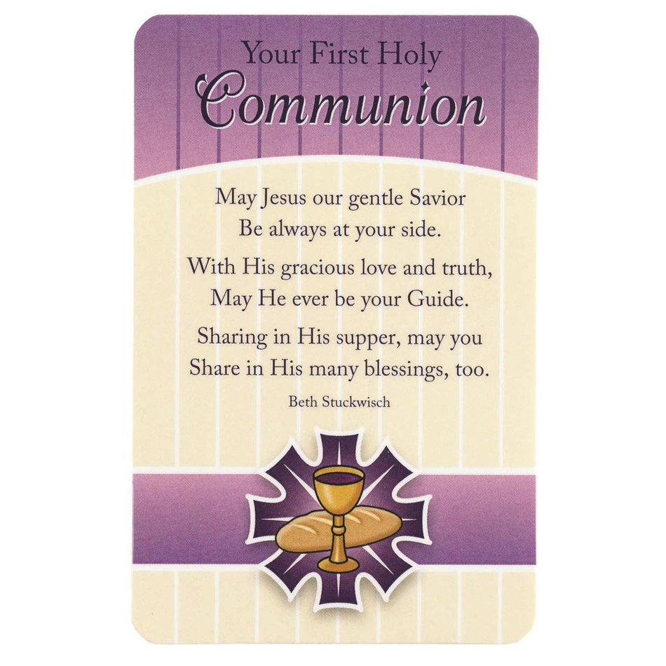 First Holy Communion Purple 4 x 2.5 Cardstock Inspirational Bookmarks Pack of 12 by Dicksons