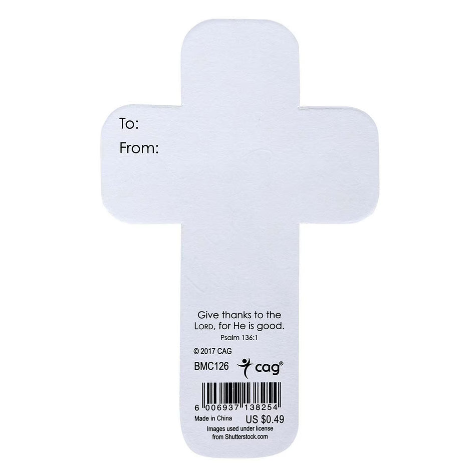 Give Thanks to the Lord Paper Cross Bookmark - Psalm 136:1