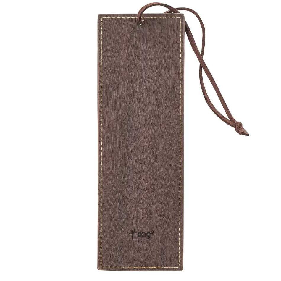 Be Strong and Courageous Walnut-Brown and Tan Faux Leather Bookmark - Joshua 1:9