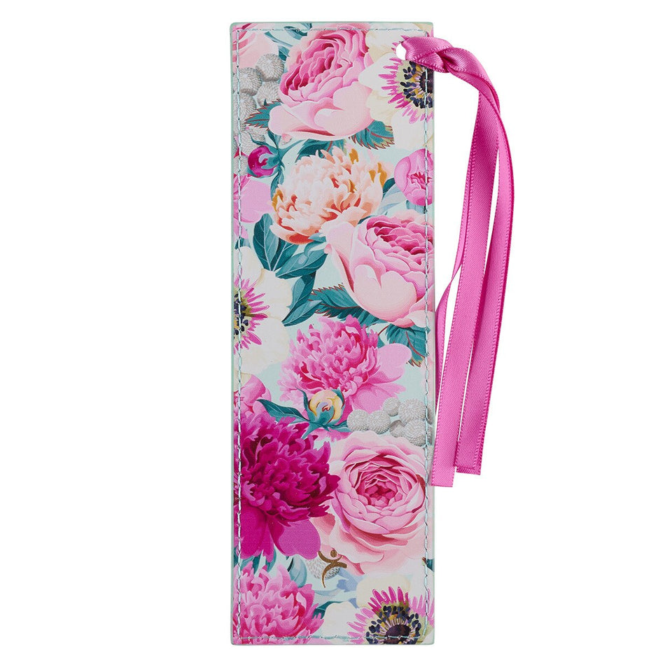 Nothing Will Be Impossible Mint Green Floral Faux Leather Bookmark - Matthew 17:20