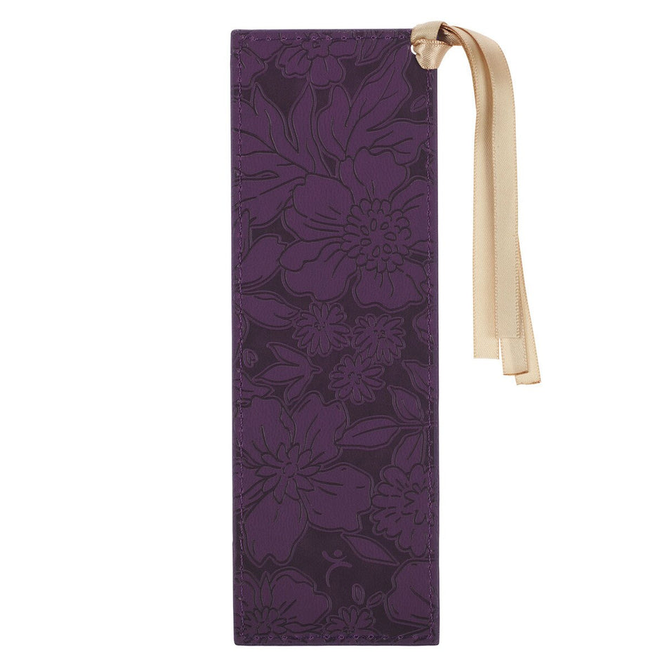 Strength and Dignity Purple Rose Faux Leather Bookmark' - Proverbs 31:25
