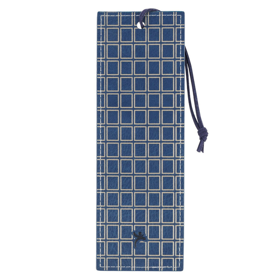 Plans Modern Blue Grid Faux Leather Bookmark - Jeremiah 29:11