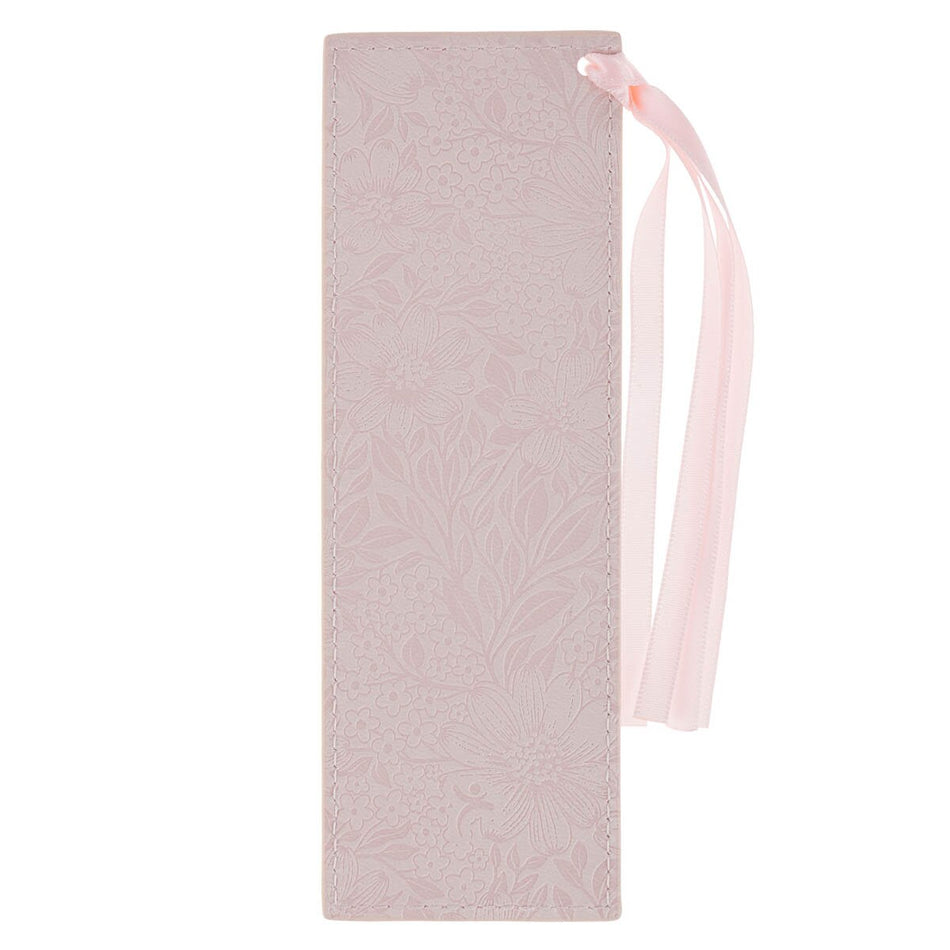 Bless and Keep You Blush Floral Faux Leather Bookmark - Numbers 6:24 by Christian Art Gifts, product view 2