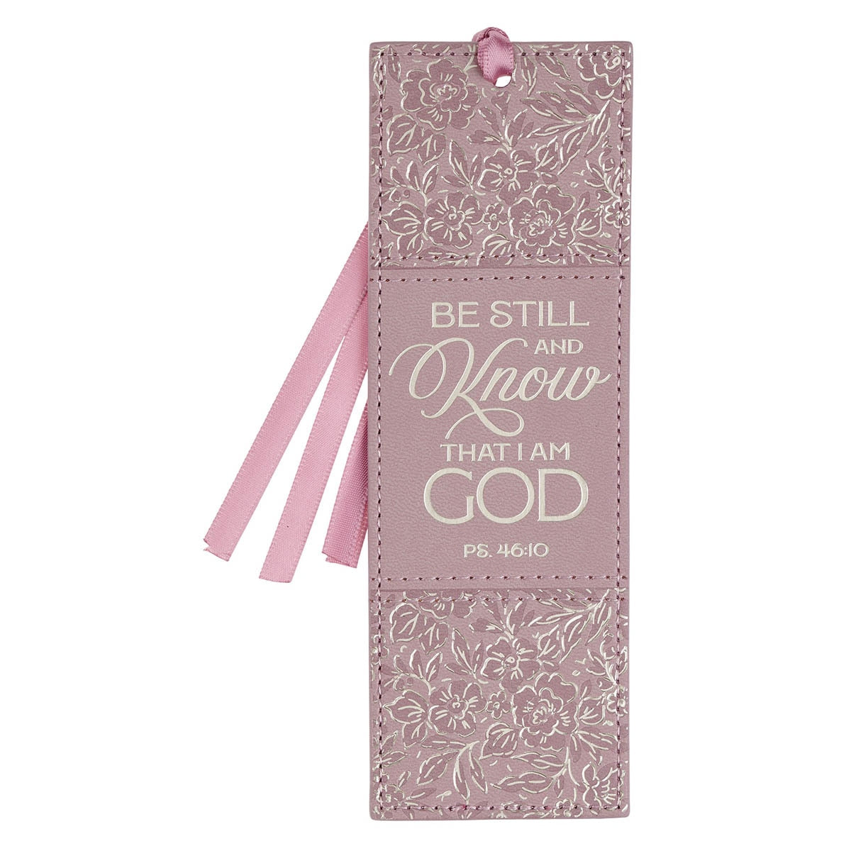 Be Still and Know Dusty Mauve Faux Leather Bookmark - Psalm 46:10 by Christian Art Gifts