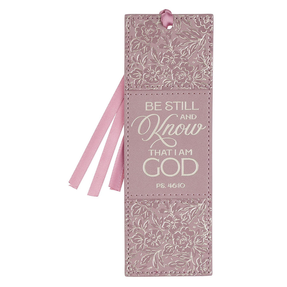 Be Still and Know Dusty Mauve Faux Leather Bookmark - Psalm 46:10 by Christian Art Gifts