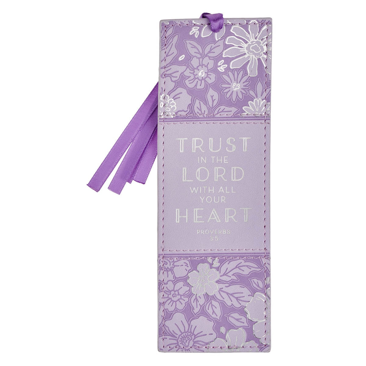 Trust in the Lord Heart Lilac Faux Leather Bookmark - Proverbs 3:5 by Christian Art Gifts