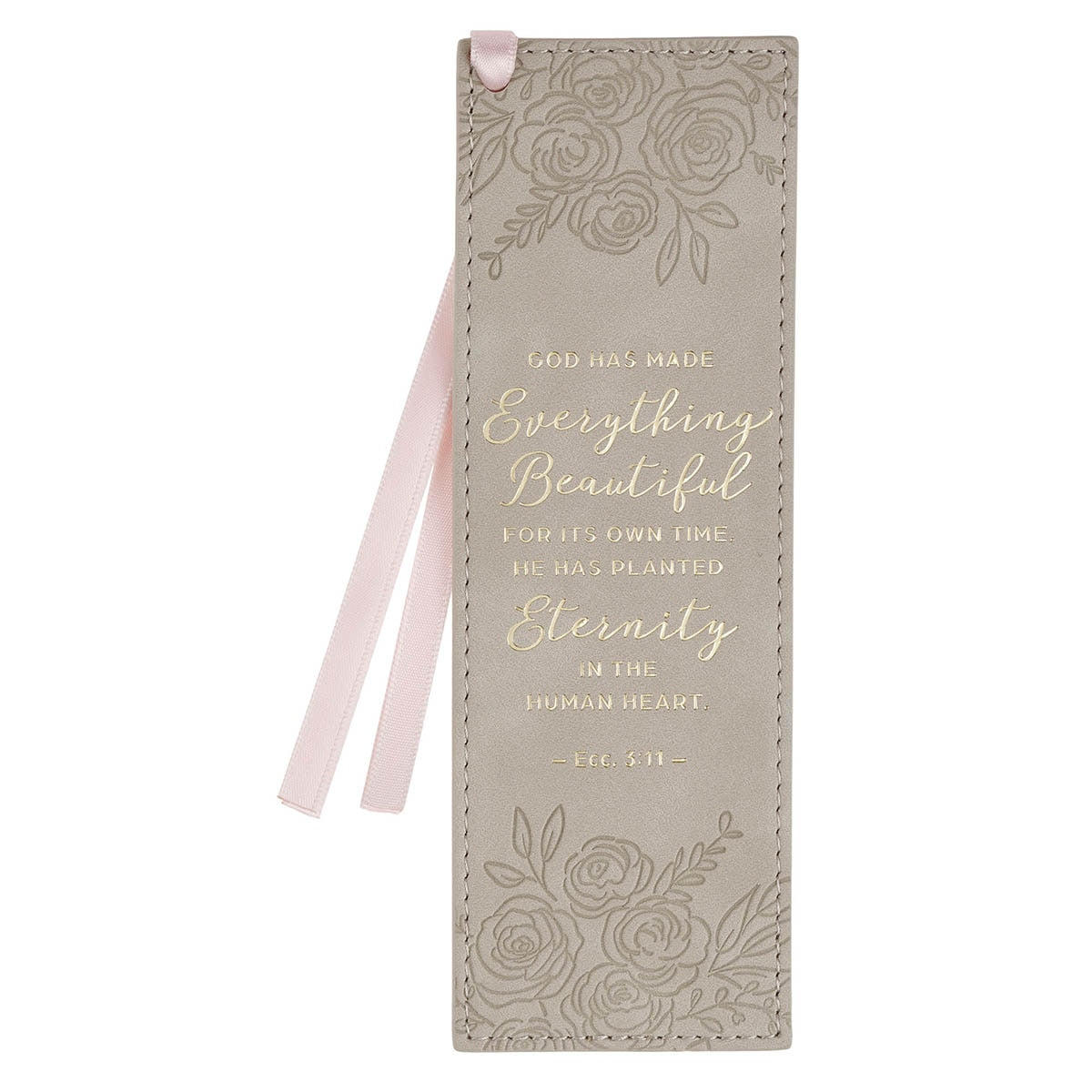 Everything Beautiful Taupe Faux Leather Bookmark - Ecclesiastes 3:11 by Christian Art Gifts