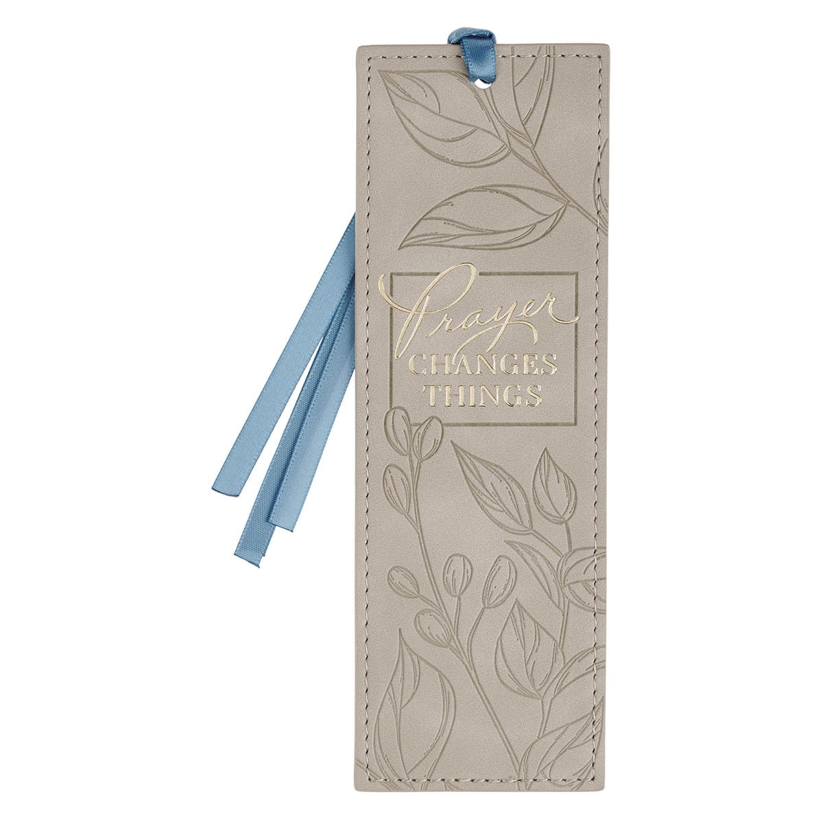 Prayer Changes Things Taupe Faux Leather Bookmark by Christian Art Gifts