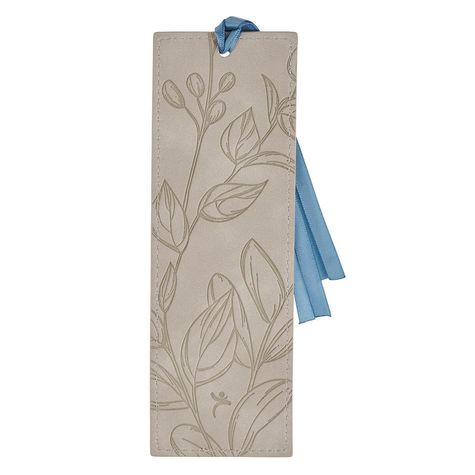 Prayer Changes Things Taupe Faux Leather Bookmark by Christian Art Gifts, product view 2