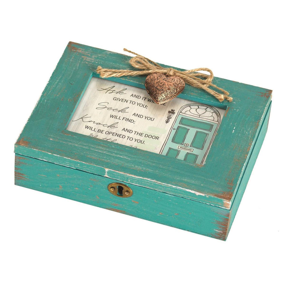 Music Box Ask Seek Knock Teal 8X6 by Dicksons