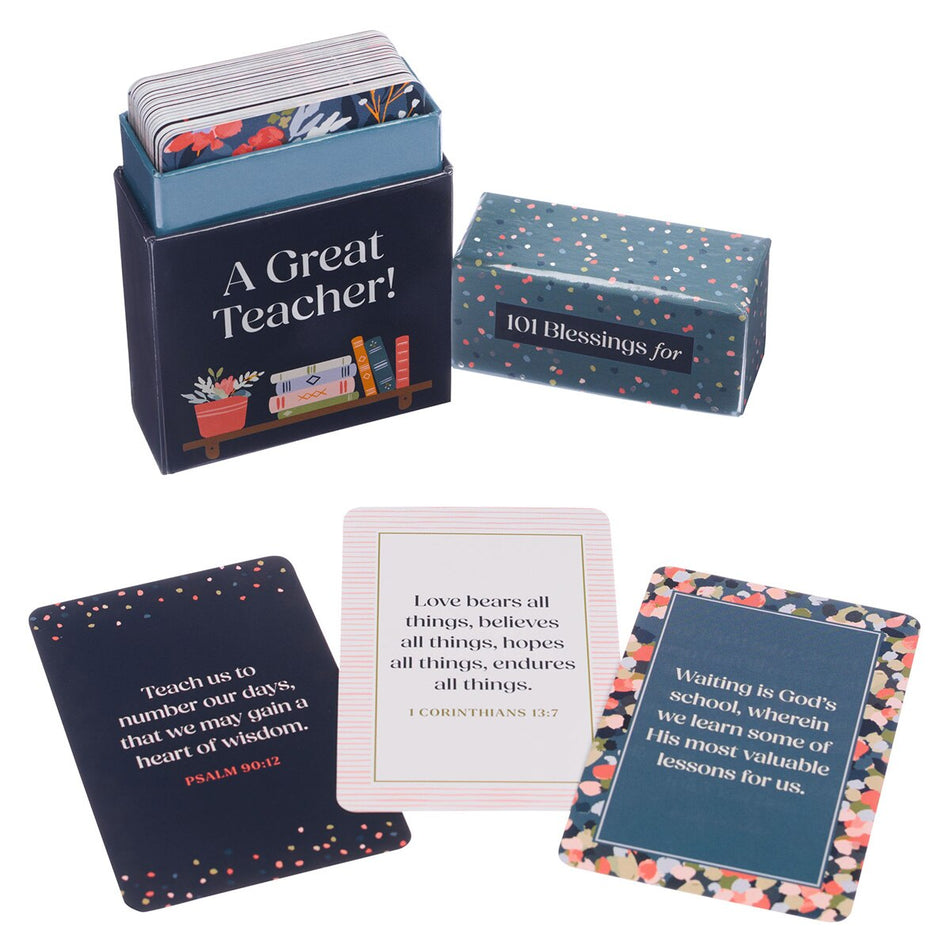 101 Blessings For A Great Teacher Teal Confetti Box of Blessings by Christian Art Gifts, product view 2
