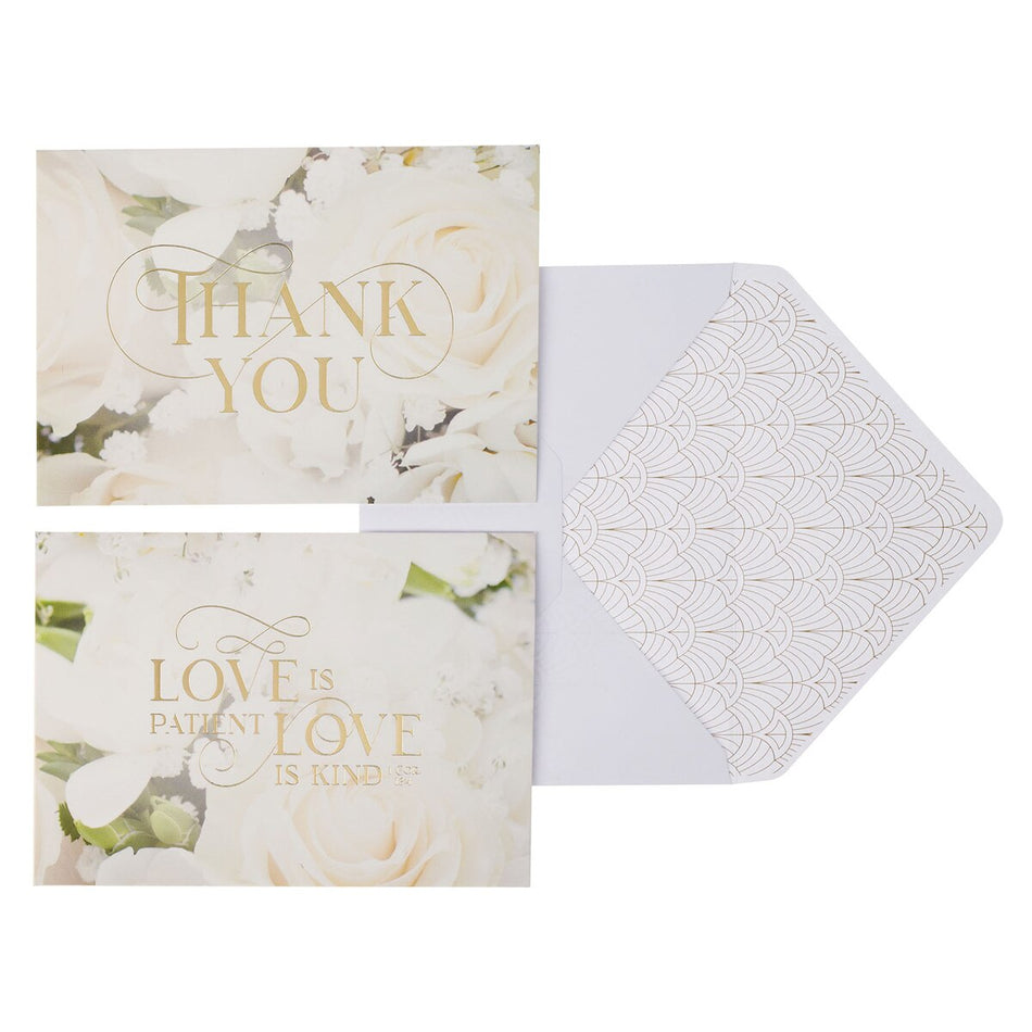 Ivory Rose Wedding Thank You Note Card Set (Pack of 20) by Christian Art Gifts, product view 2