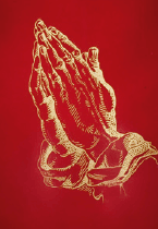 Memorial Urn | Biodegradable | Red | Praying Hands