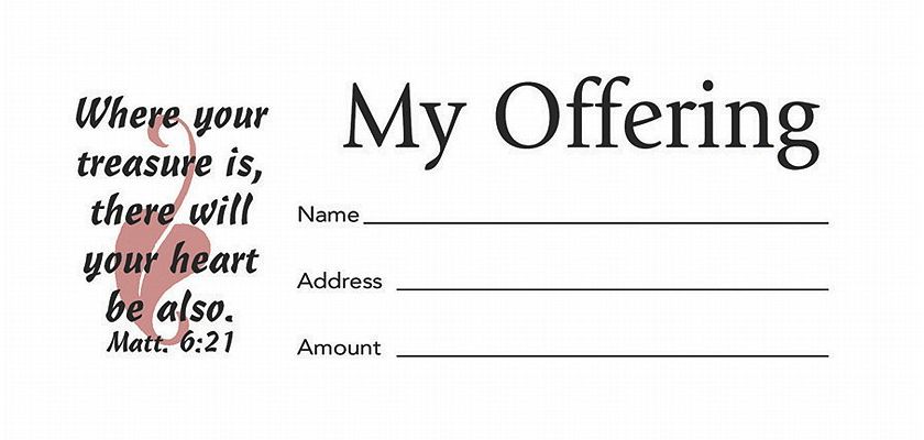 Offering Envelopes: "My Offering" - Bill-Sized (100 Pack) | Matthew 6:21