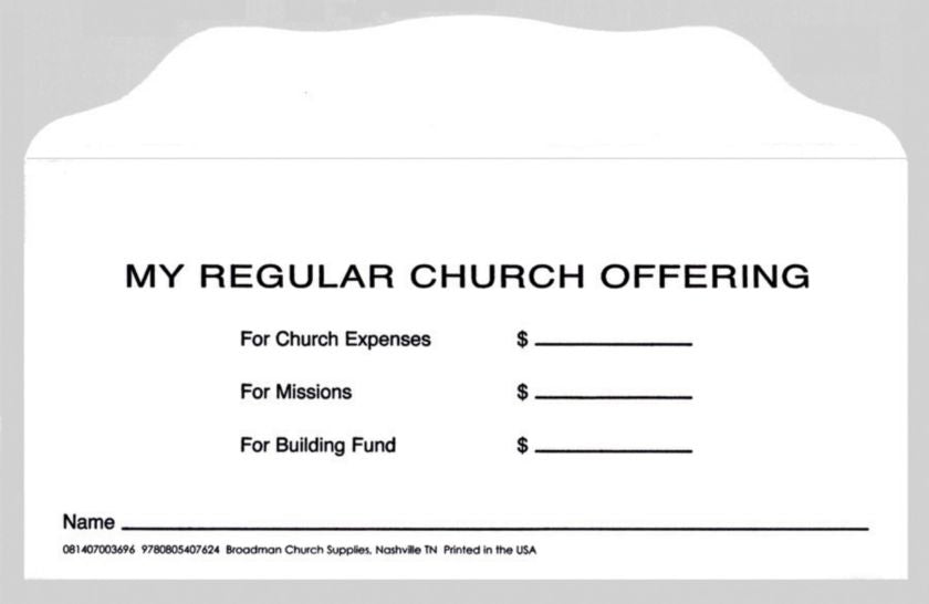 Offering Envelope: My Regular Church Offering - Bill-Sized (Package of 100) - Three-Fund Weekly Envelope