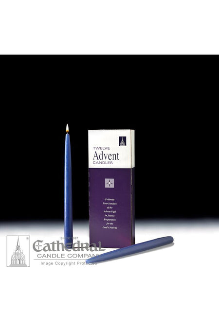 Bulk Replacement Advent Tapers for the Home - 12 Piece Sets - Sarum Blue by Anchor Christian Distributors