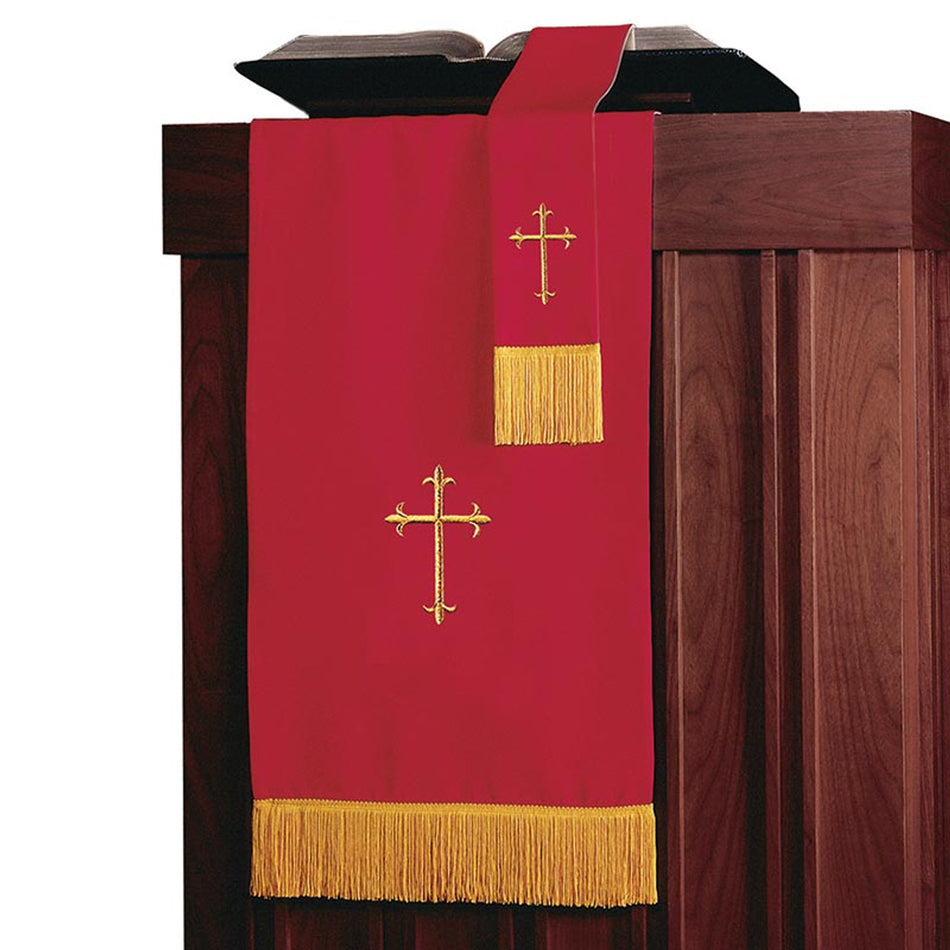 Reversible Parament Red/White Set – Bible Marker, Pulpit Scarf, and Communion Table Runner