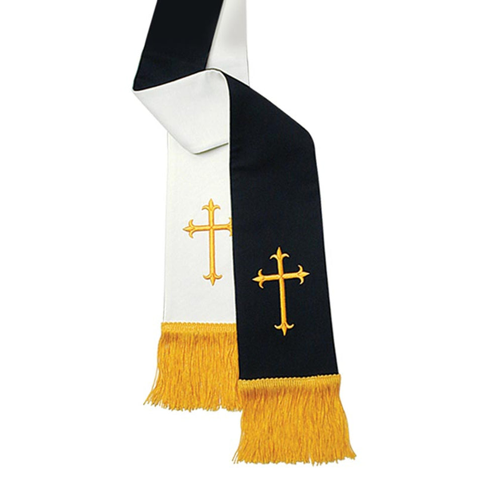 Oxford Reversible Pulpit Stole - Cross - Black/White