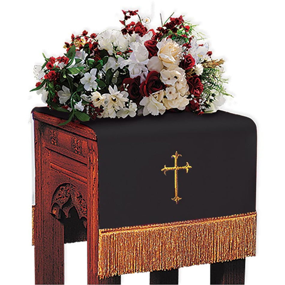 Reversible Fleur-de-Lis Cross Flower Stand Cover - Black/White