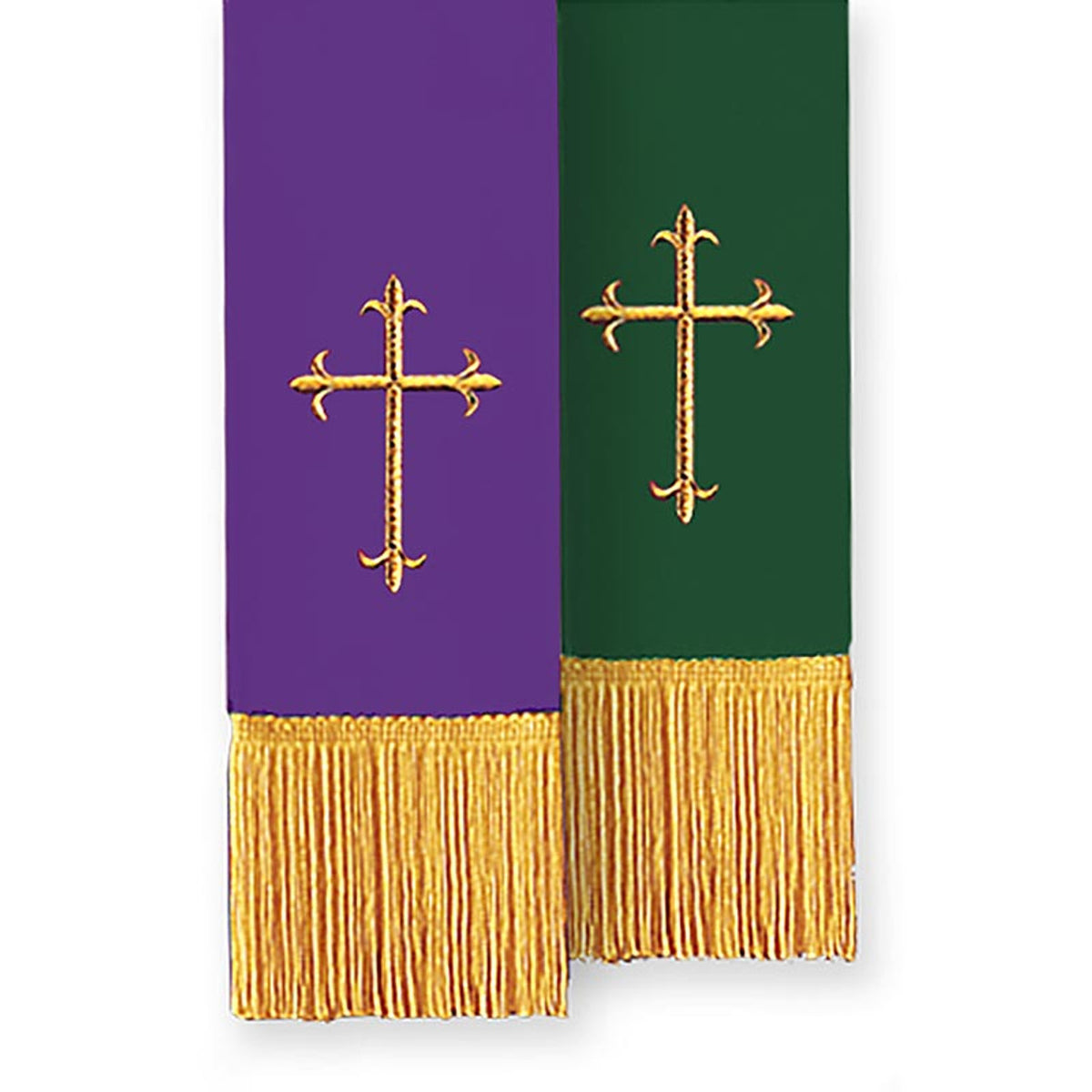 Reversible Fleur-de-Lis Cross Bible Marker - Hunter Green/Purple by Christian Brands