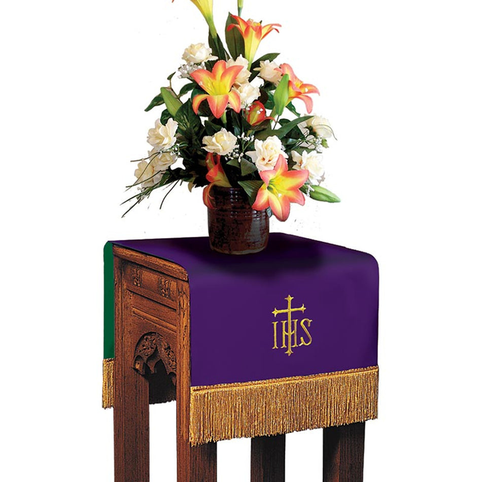 Reversible Flower Stand Cover - Hunter Green/Purple