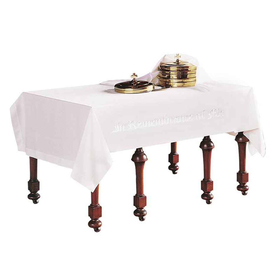 Communion Tablecloth & Element Cover 2-Piece Linen Set - In Remembrance of Me