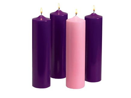 Will & Baumer 12" x 3" or 6"x3" Advent Pillar Candle Set - 3 Purple & 1 Pink