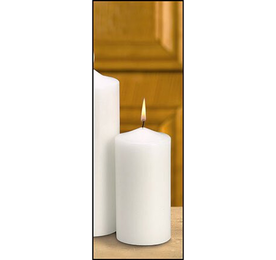 Plain White Memorial Pillar Candle