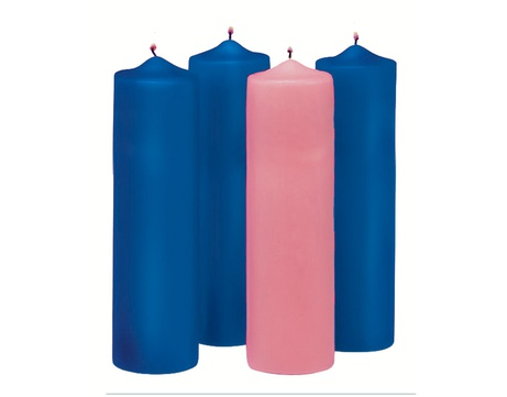 Advent Pillar Candle Set - Purple and Pink | Traditional Christmas Church Decor