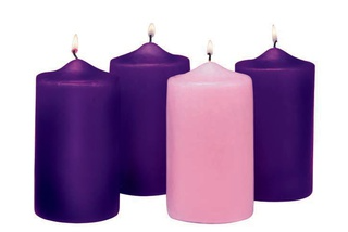 Will & Baumer 12" x 3" or 6"x3" Advent Pillar Candle Set - 3 Purple & 1 Pink