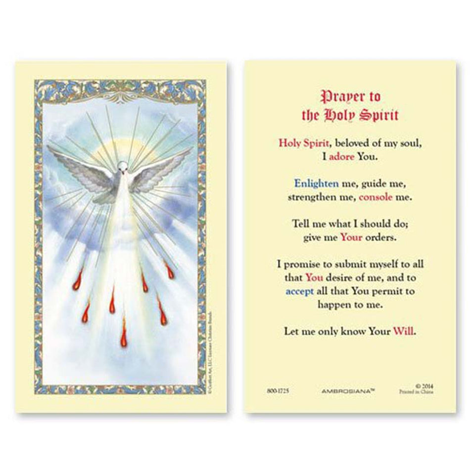 Holy Spirit Laminated Holy Card | “Prayer to the Holy Spirit” – Pack of 25