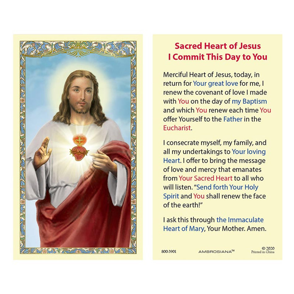 Sacred Heart Laminated Holy Card | Prayer to the Sacred Heart – Pack of 25
