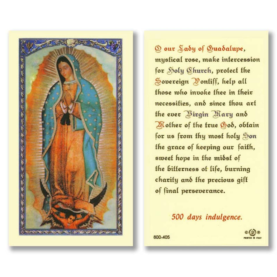 Prayer to Our Lady of Guadalupe Laminated Holy Card | Mystical Rose Prayer – Pack of 25