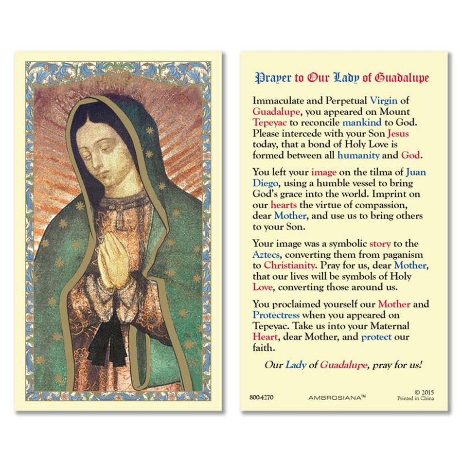 Our Lady of Guadalupe Laminated Holy Card | Magnificat – Pack of 25