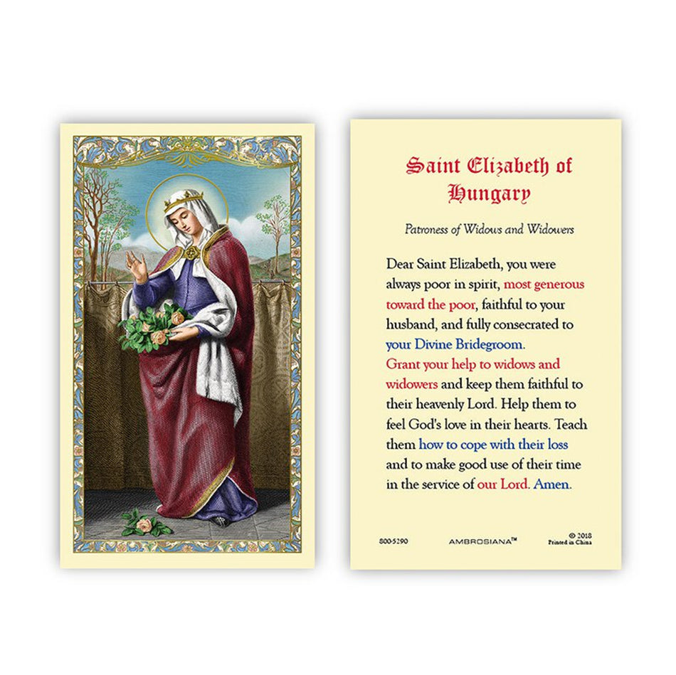 Saint Elizabeth of Hungary Laminated Holy Card | Prayer to Saint Elizabeth – Patroness of Widows – Pack of 25