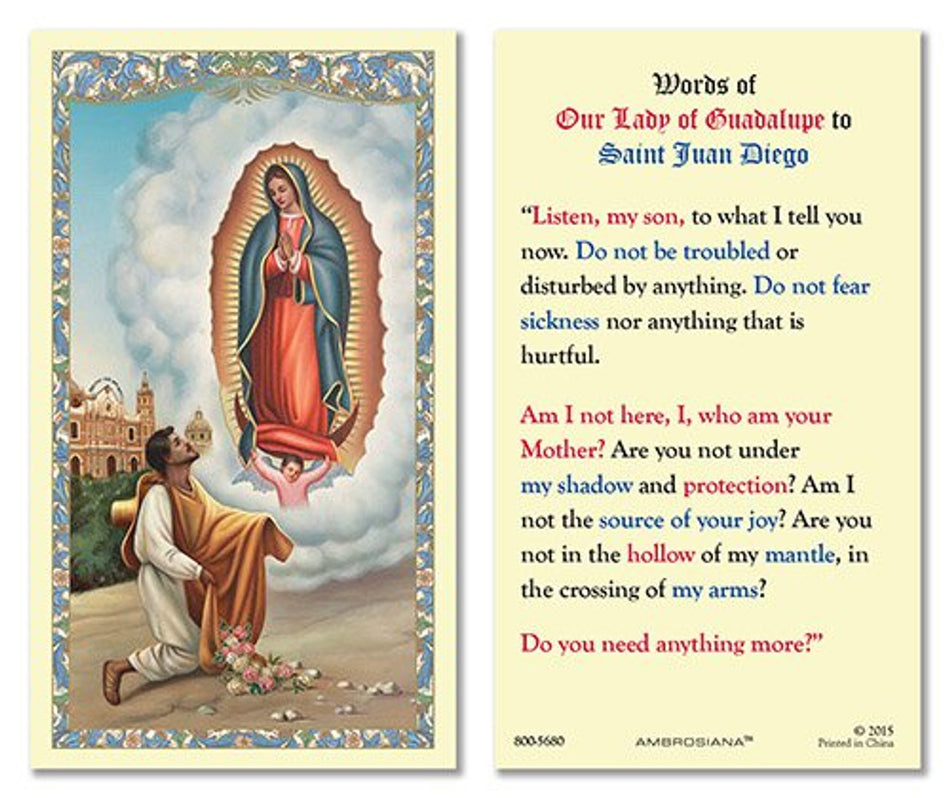 Saint Juan Diego Laminated Holy Card | Prayer to Saint Juan Diego – Pack of 25