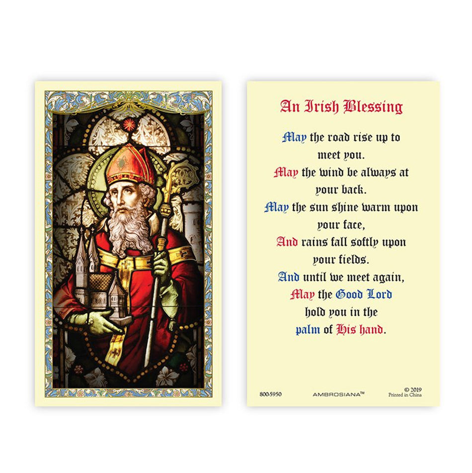 Saint Patrick Laminated Holy Card | An Irish Blessing – Pack of 25