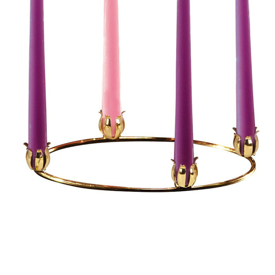 Brasstone Advent Ring Candle Wreath - 10-Inch Diameter - Elegant Church Advent Decor | 6-Pack, one of the items in the Six Brasstone Advent Rings with Taper Candles for Each. A photograph of the assembled set is pending.