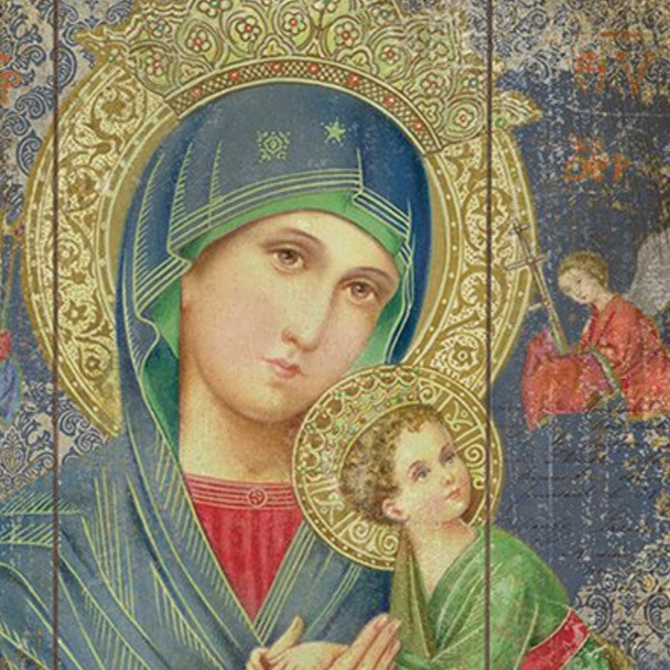 Wood Pallet Sign – Our Lady of Perpetual Help | Rustic Catholic Wall Art