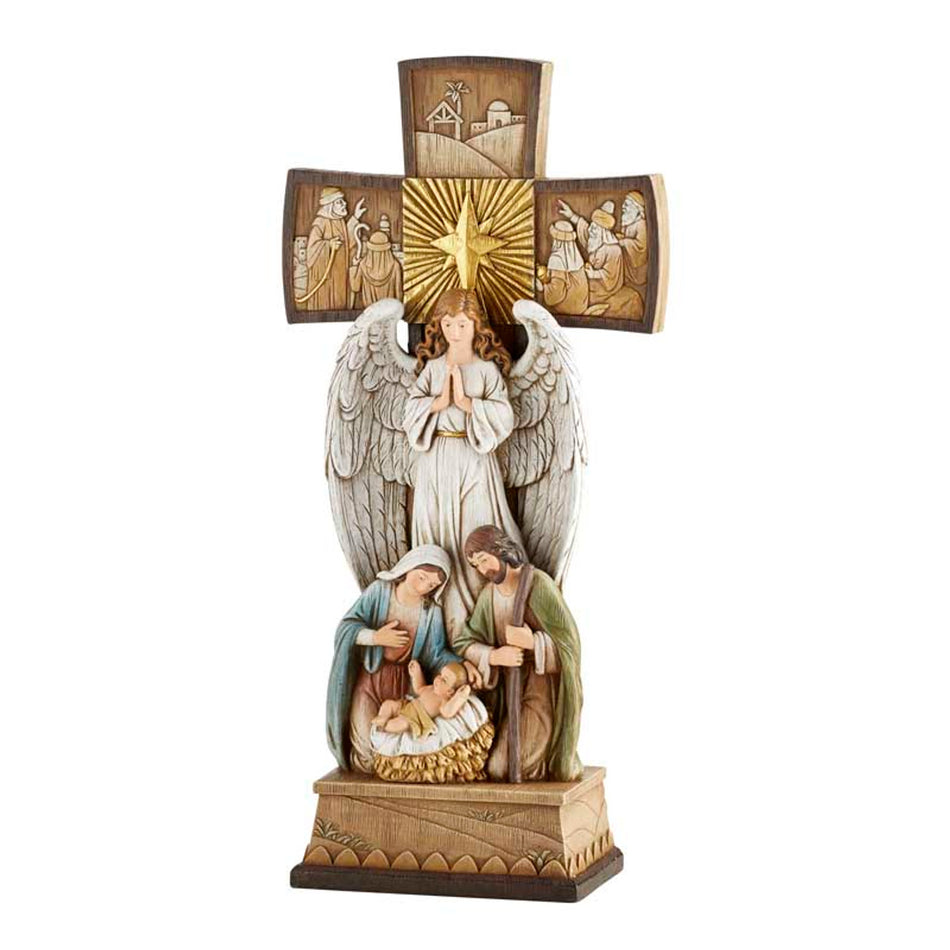 Cross Nativity | Avalon Gallery Standing Stone Resin Figurine